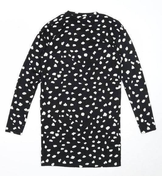 F&F Womens Black Geometric Polyester A-Line Size 6 Round Neck Pullover