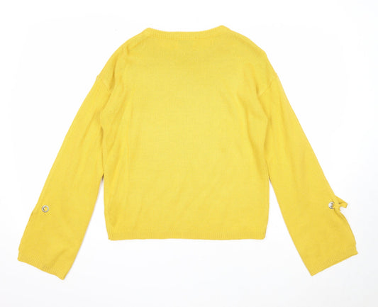 Womens UK Size S Papaya Yellow Pullover Jumper