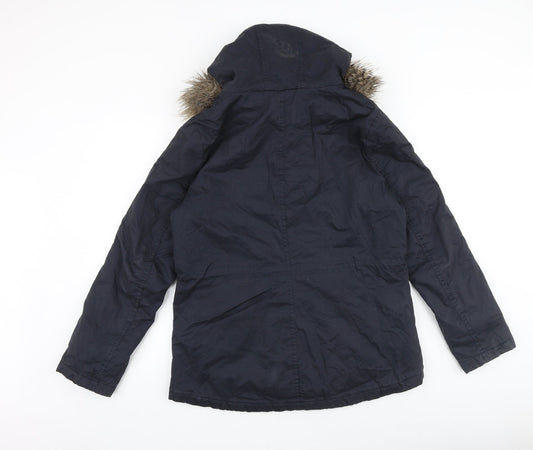 Womens UK Size 12 H&M Blue Parka Coat