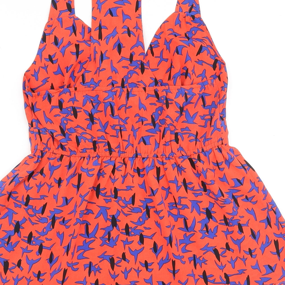 George Womens Orange Geometric Polyester Basic Tank Size 6 V-Neck