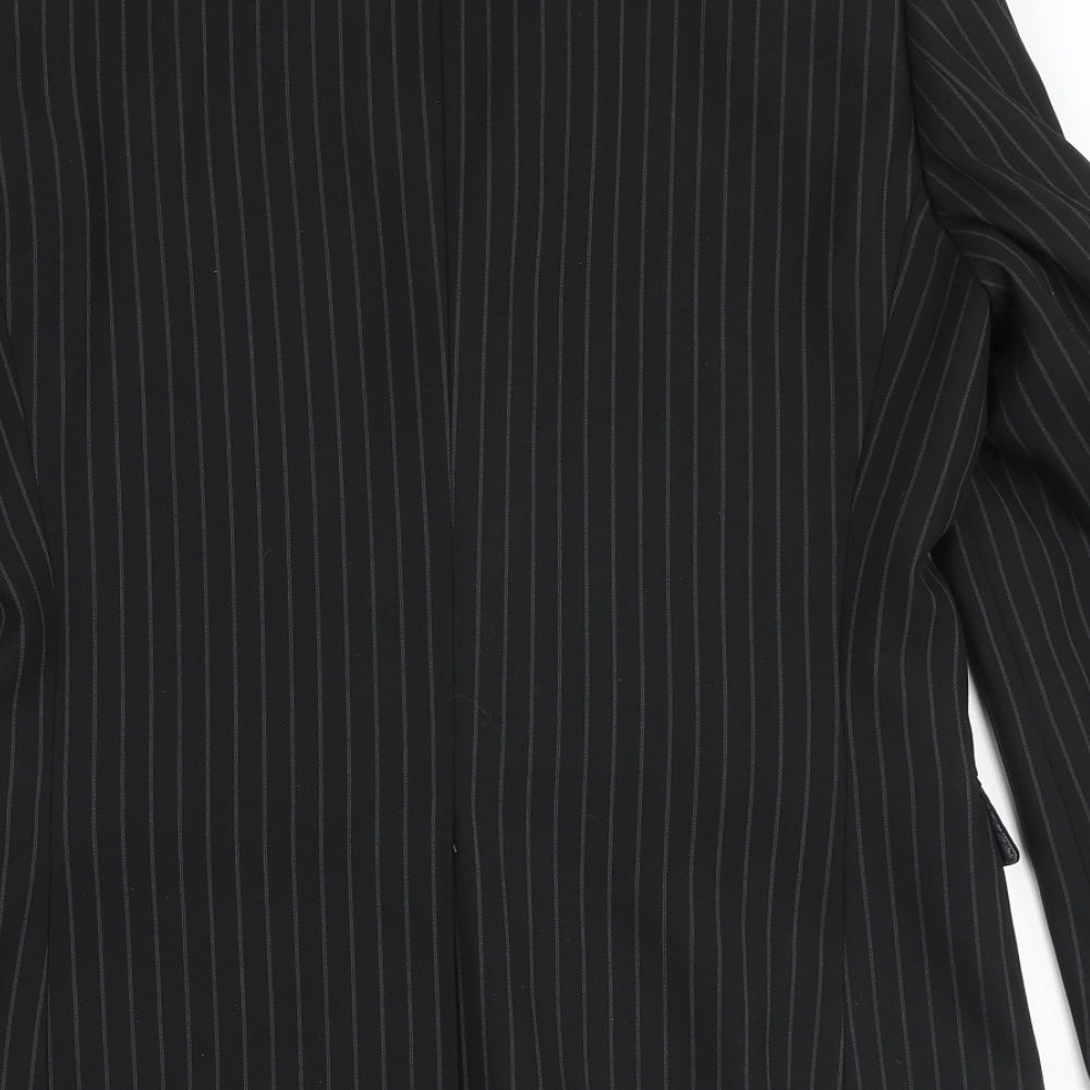 Avenue Mens Black Striped Viscose Jacket Blazer Size 38 Regular