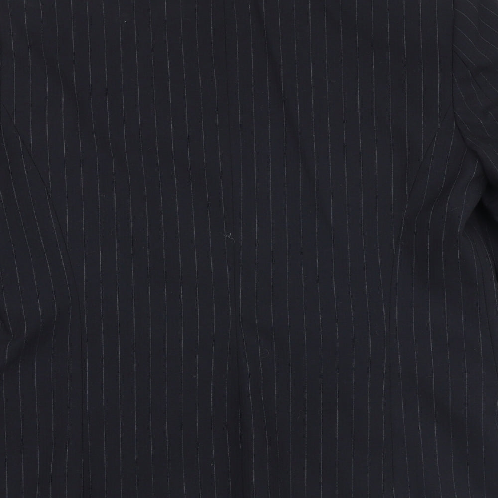 M&Co Womens Black Striped Viscose Jacket Blazer Size 12