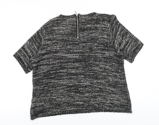 Warehouse Womens Black Scoop Neck Cotton Pullover Jumper Size 14