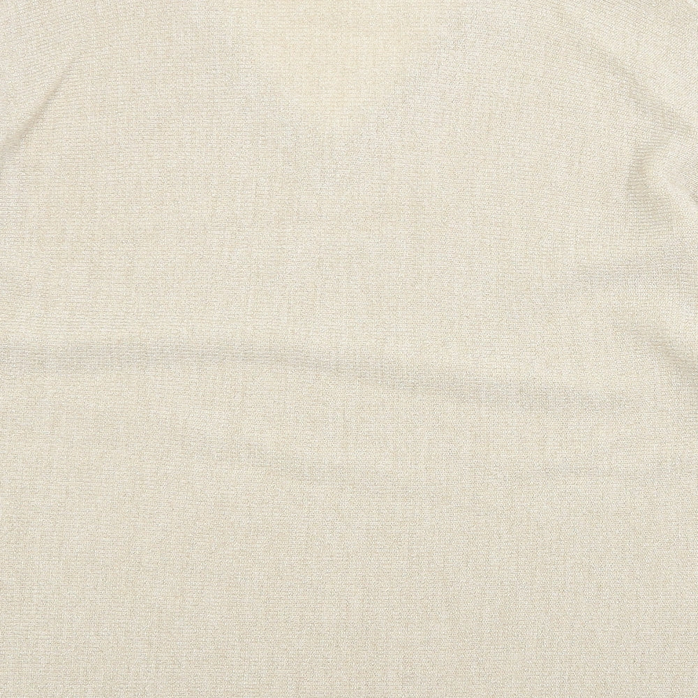 George Womens Gold V-Neck Acrylic Pullover Jumper Size L - Split Sleeve