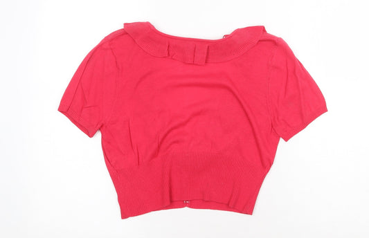 B&W Womens Pink V-Neck Cotton Cardigan Jumper Size M