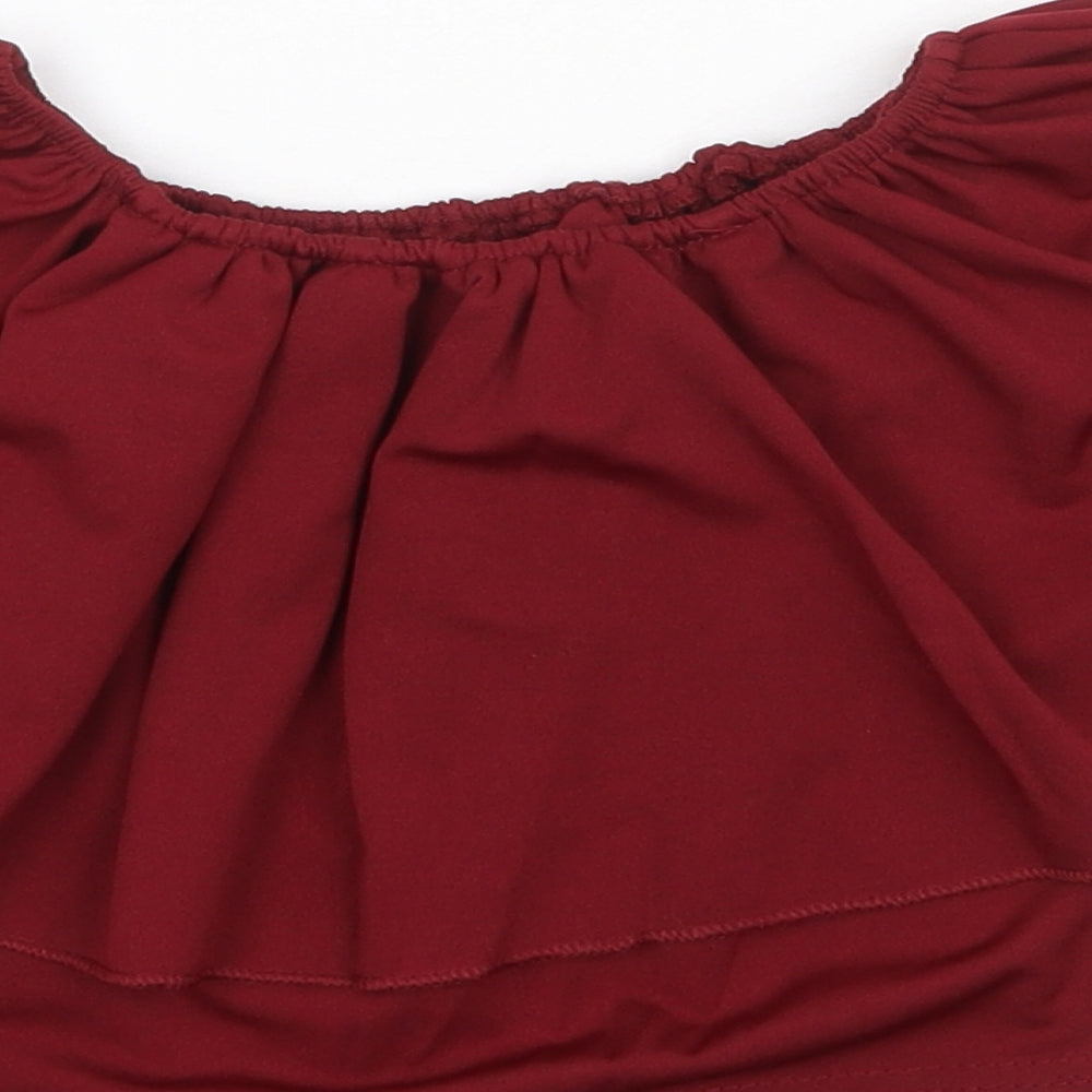 Womens UK Size XS Preworn Red Cropped Blouse