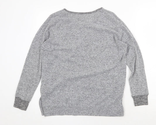 Peacocks Womens Grey V-Neck Polyester Pullover Jumper Size 10