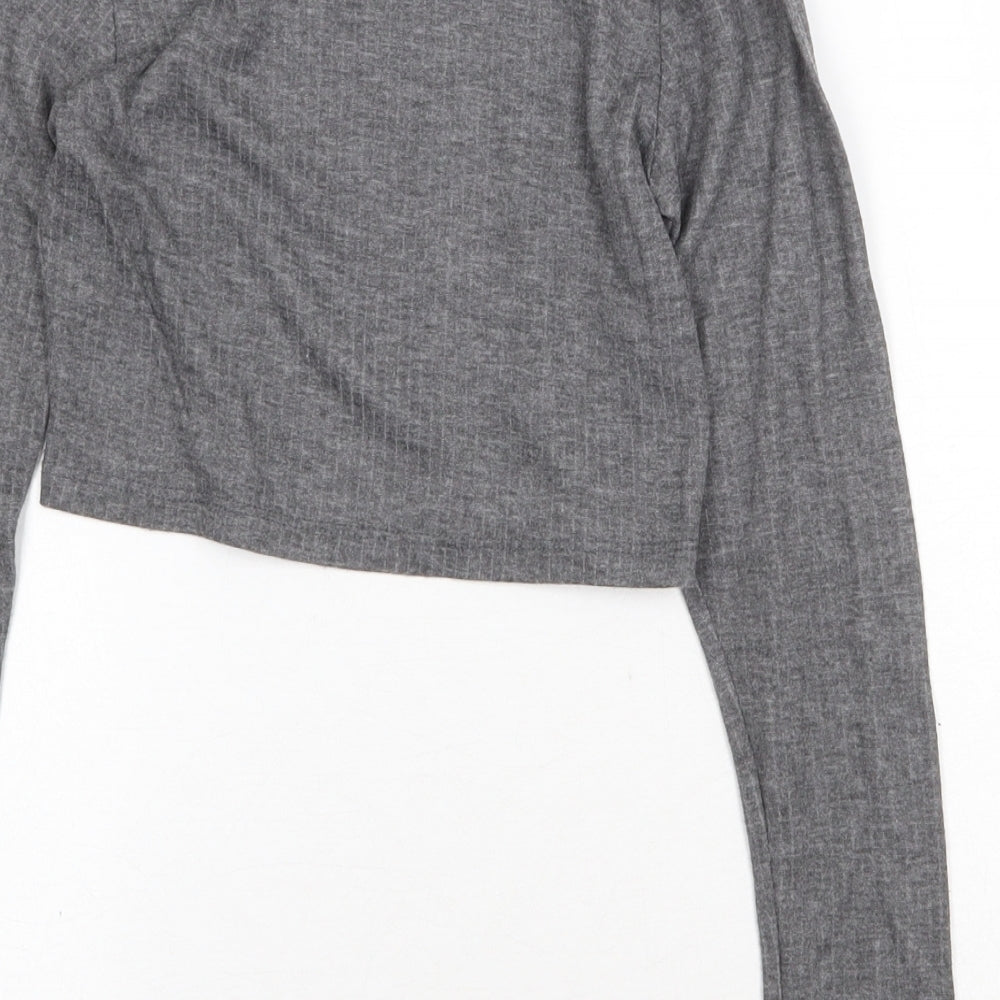 Womens UK Size 8 Select Grey Cropped T-Shirt