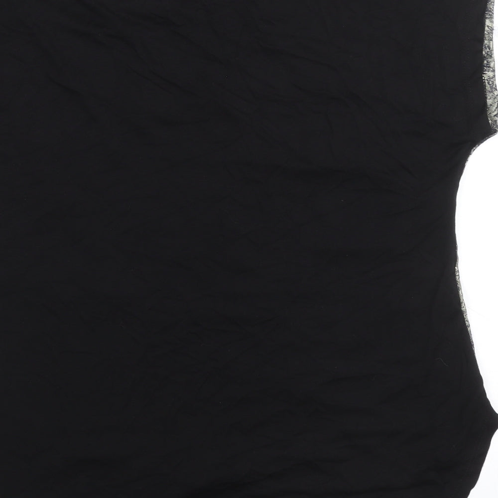 George Womens Gold Floral Viscose Basic T-Shirt Size 10 Boat Neck