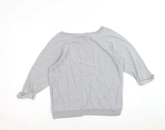 Golddigga Womens Grey Round Neck Cotton Pullover Jumper Size 14