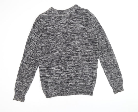 Divided by H&M Mens Black Round Neck Cotton Pullover Jumper Size M Long Sleeve