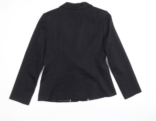 Papaya Womens Blue Polyester Jacket Blazer Size 12