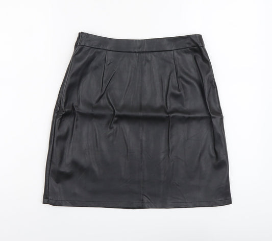 Papaya Womens Black Polyester A-Line Skirt Size 10 Zip