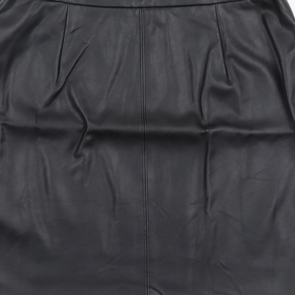 Papaya Womens Black Polyester A-Line Skirt Size 10 Zip