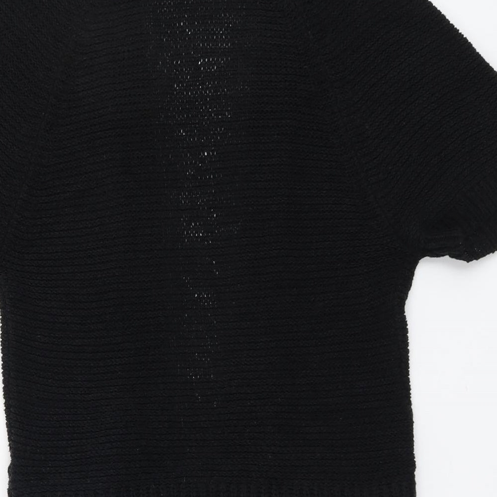 TU Womens Black V-Neck Acrylic Cardigan Jumper Size 8
