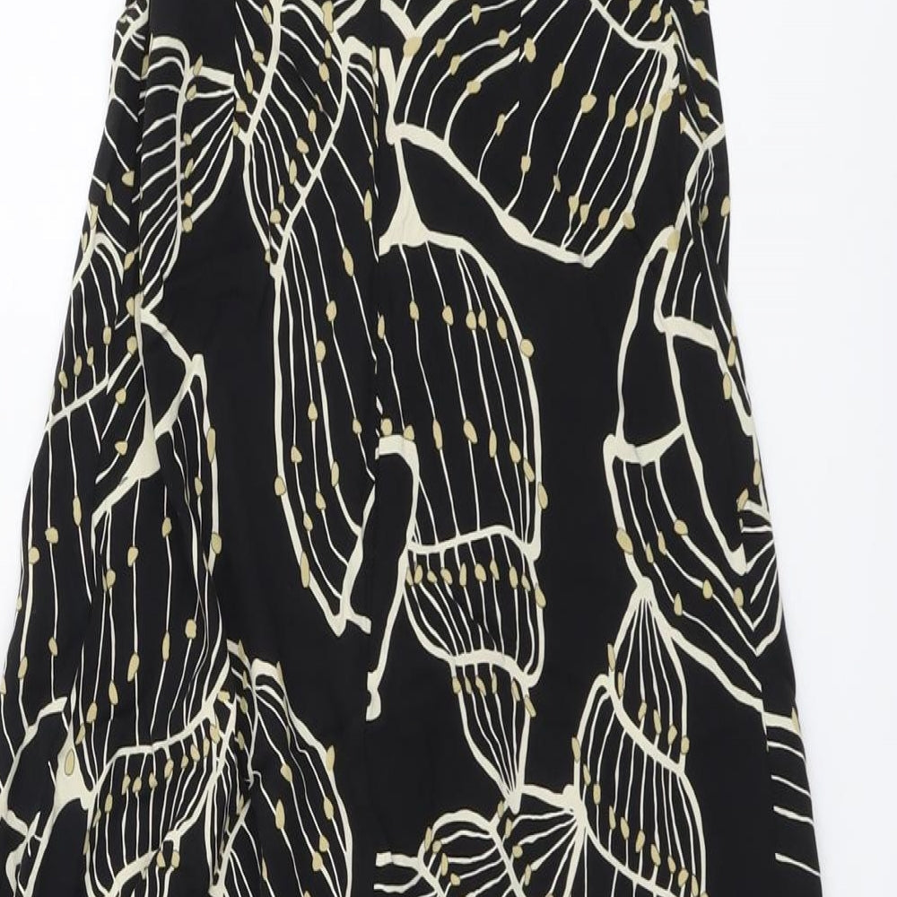 Primark Womens Black Geometric Viscose Trapeze & Swing Size 8 V-Neck Zip - Seashell Pattern