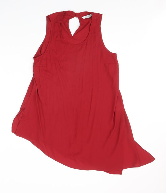 Peacocks Womens Red Polyester A-Line Size 12 Round Neck Buckle