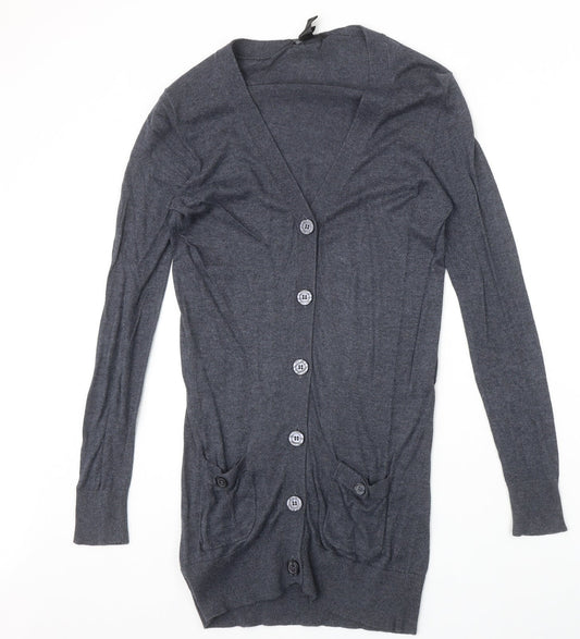 Womens UK Size S Mango Blue Cardigan Jumper