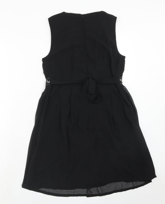 Select Womens Black Polyester Trapeze & Swing Size 8 V-Neck Zip