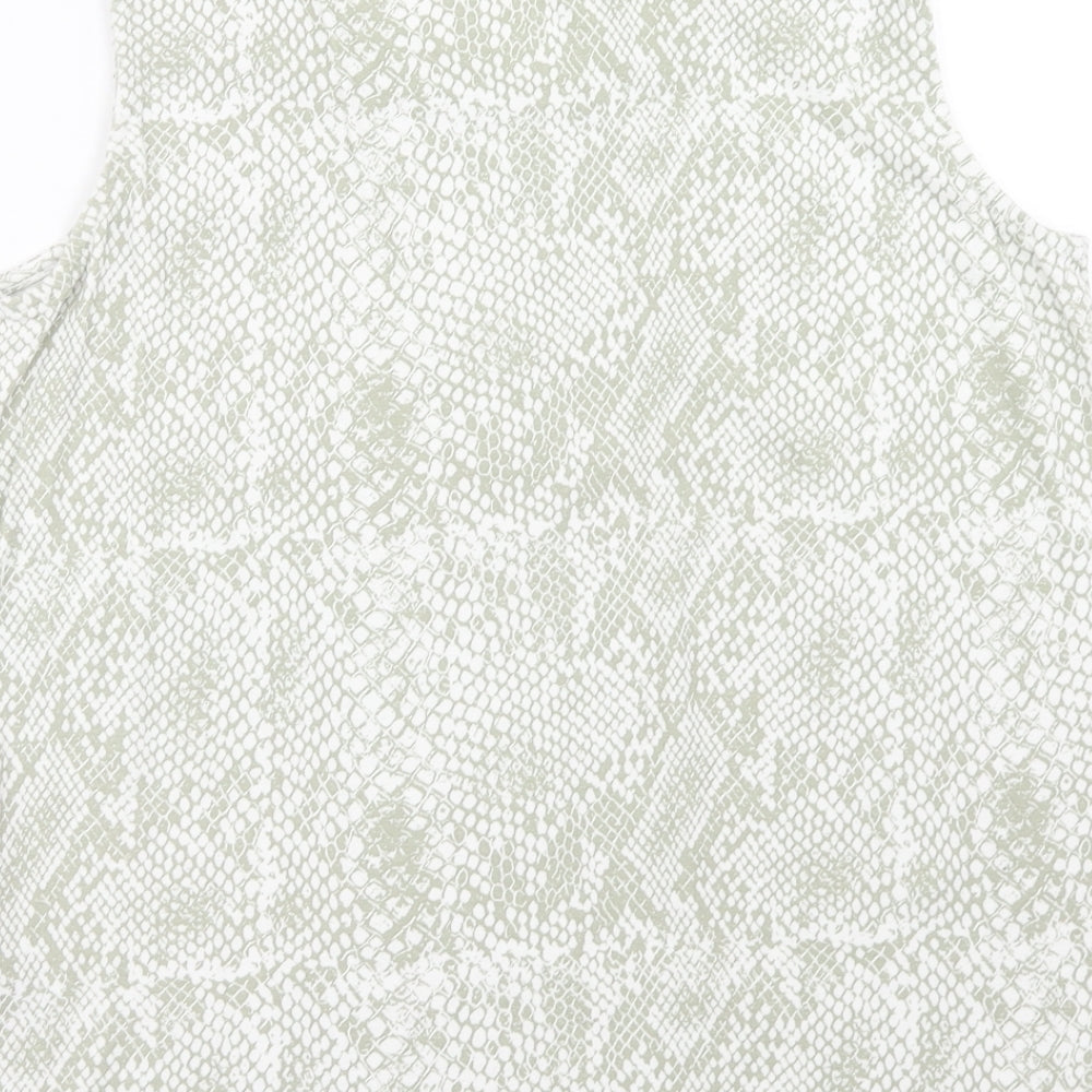 Bonmarché Womens Green Geometric Cotton Basic Tank Size 18 Scoop Neck - Snake print