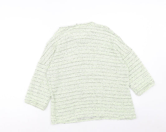 George Womens Green Round Neck Striped Cotton Pullover Jumper Size 16