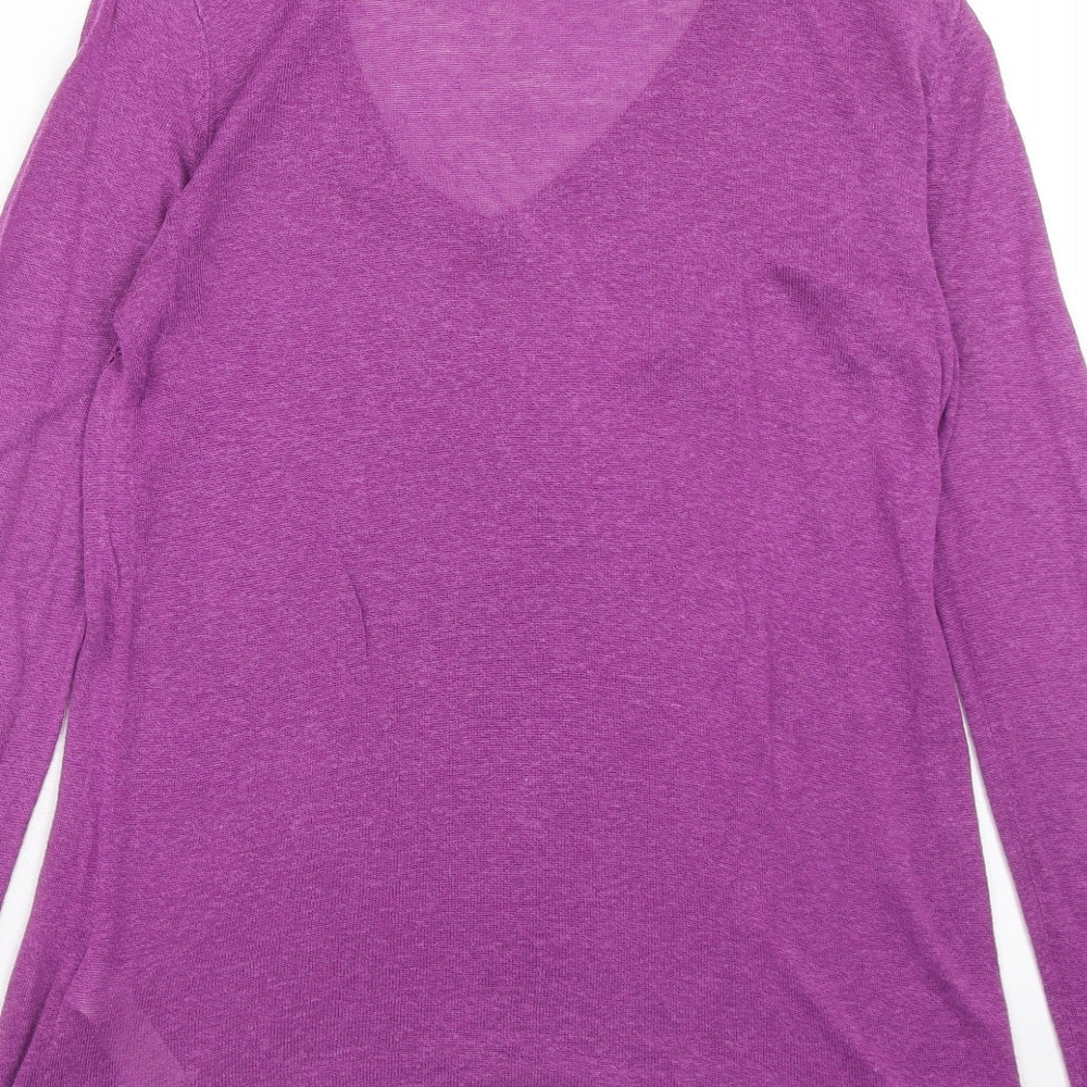 La Redoute Womens Purple V-Neck Viscose Pullover Jumper Size 10