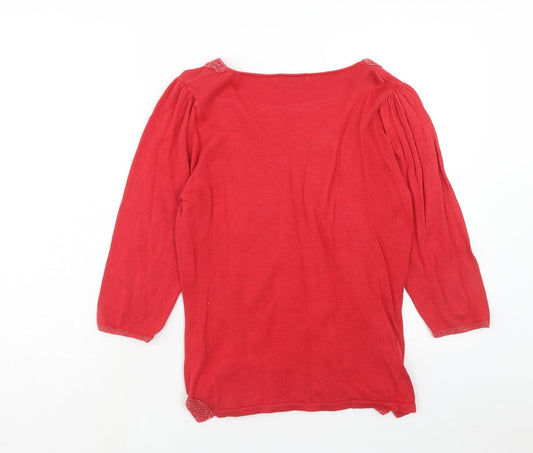 Womens UK Size 14 papaya Red Pullover Jumper