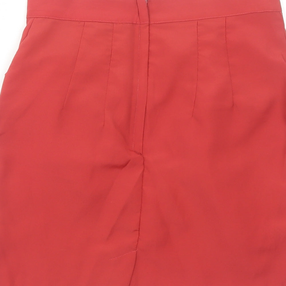 H&M Womens Orange Polyester A-Line Skirt Size 8 Zip