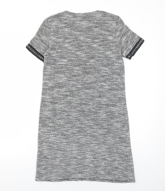 Miss Selfridge Womens Grey Polyester A-Line Size 8 Round Neck Pullover