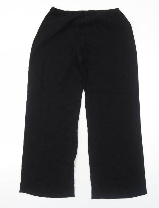 AMARANTO Womens Black Polyester Trousers Size 12 Regular Zip