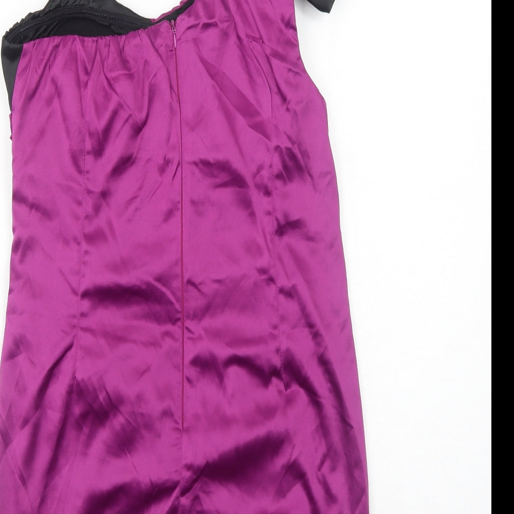 AX Paris Womens Purple Polyester Mini Size 14 One Shoulder Zip - Shoulder Detail