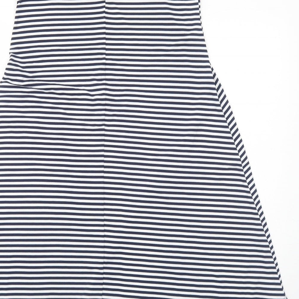 Dorothy Perkins Womens Blue Striped Polyester Tank Dress Size 8 Boat Neck Pullover - Asymmetric