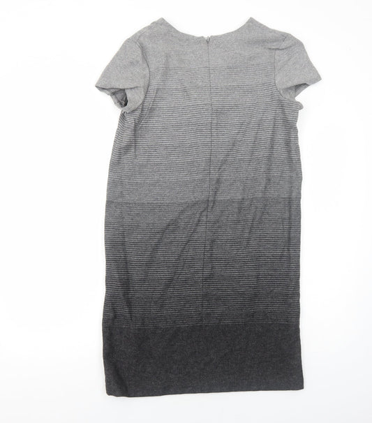 NEXT Womens Grey Wool Jumper Dress Size 10 V-Neck Zip