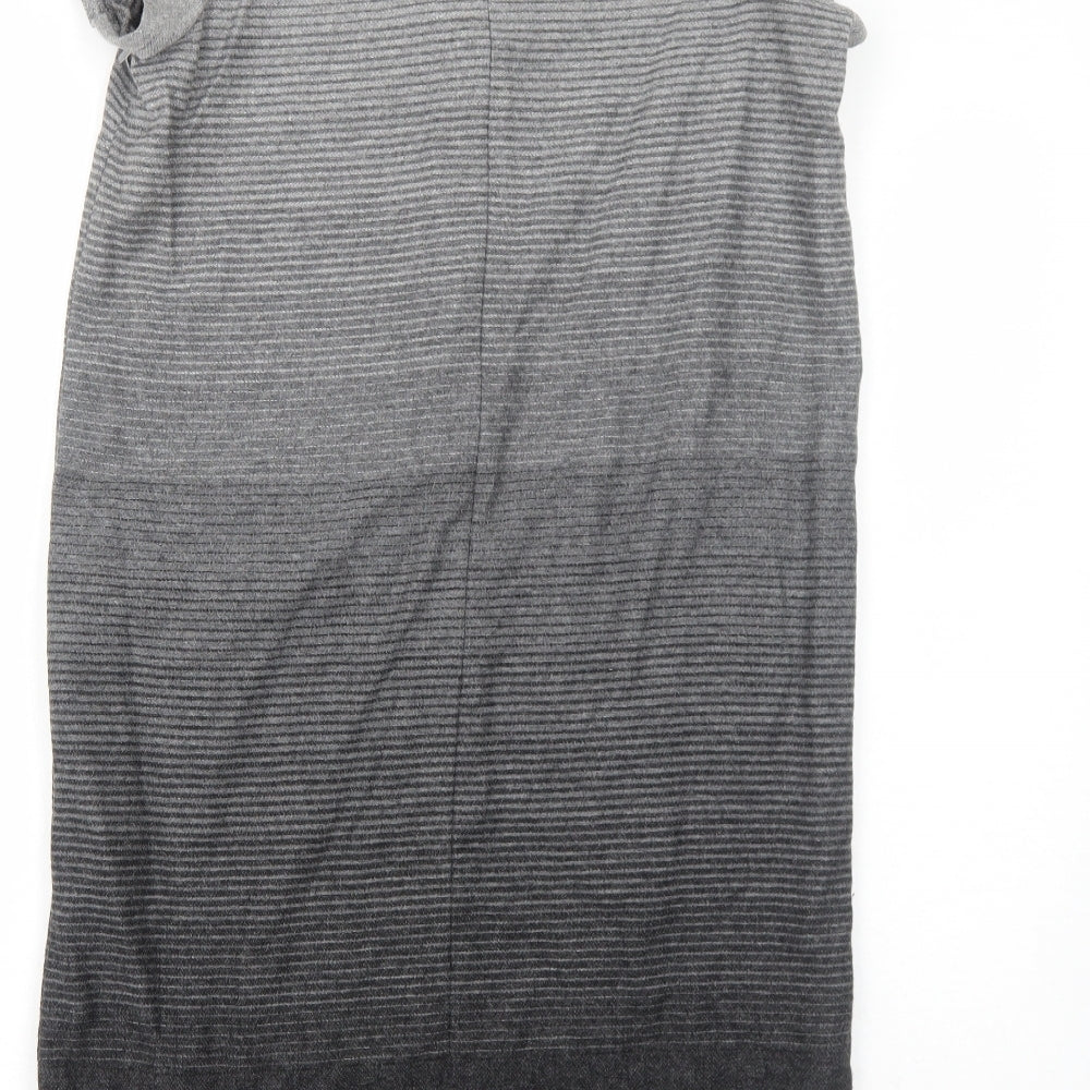 NEXT Womens Grey Wool Jumper Dress Size 10 V-Neck Zip