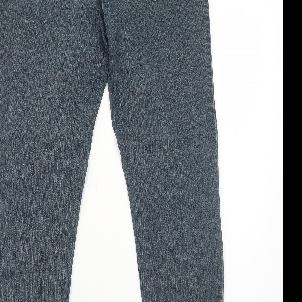 ZHIXIN Jeans Womens Blue Cotton Tapered Jeans Size 12 Regular Zip - Embroidered Pockets