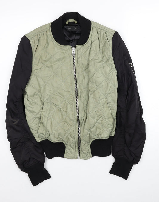Womens UK Size 6 Topshop Green Bomber Jacket