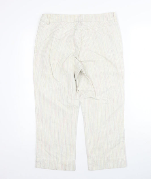NEXT Womens Beige Striped Cotton Straight Jeans Size 10 Regular Zip