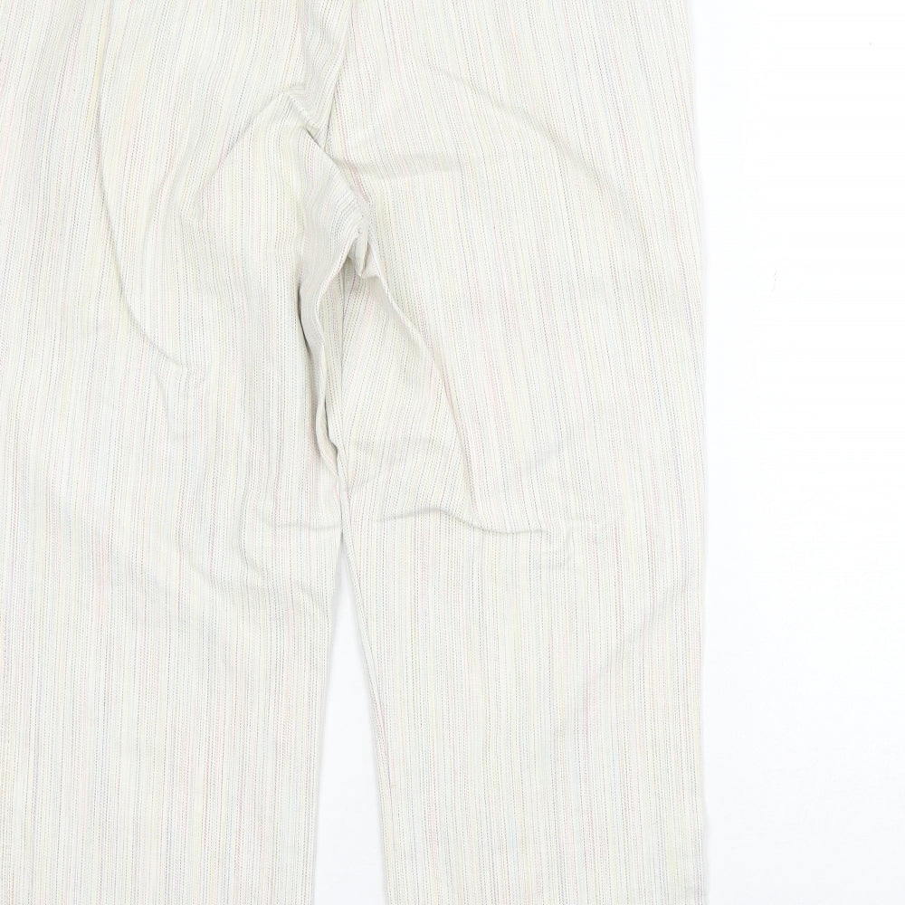 NEXT Womens Beige Striped Cotton Straight Jeans Size 10 Regular Zip