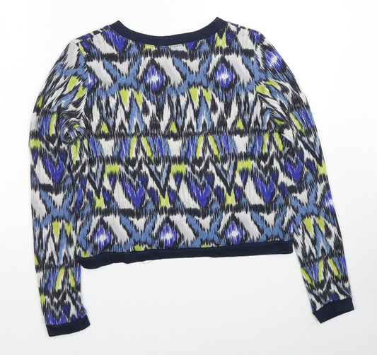 Sparkle & Fade Womens Multicoloured Scoop Neck Geometric Polyester Pullover Jumper Size M