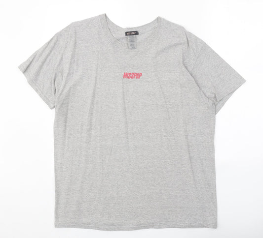 Womens UK Size L Misspap Grey Basic T-Shirt