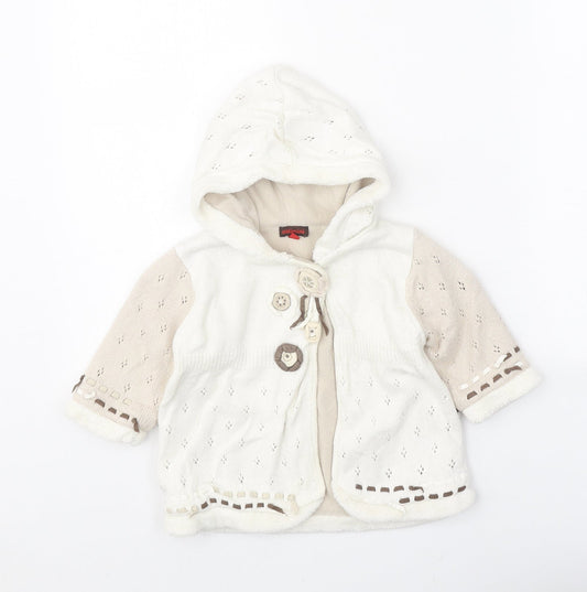 Catimini Girls White Viscose Cardigan Jumper Size 6-9 Months Button