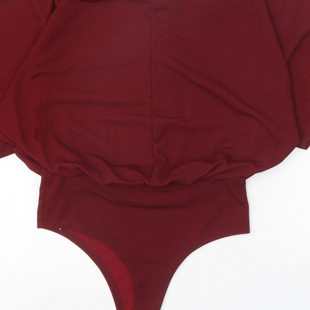 Boohoo Womens Red Polyester Bodysuit One-Piece Size 10 Snap - Batwing