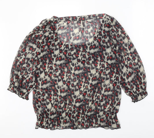 Lakeland Womens Black Geometric Polyester Basic Blouse Size 16 Cowl Neck