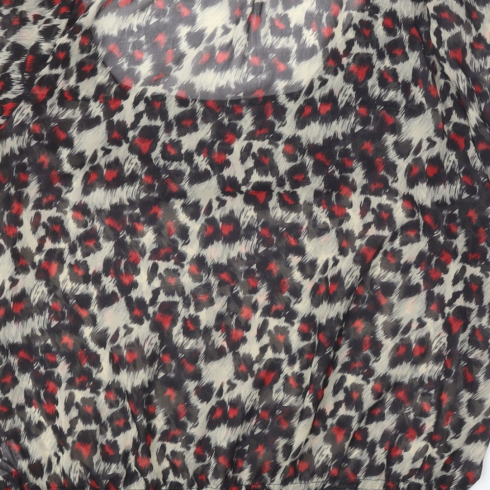 Lakeland Womens Black Geometric Polyester Basic Blouse Size 16 Cowl Neck