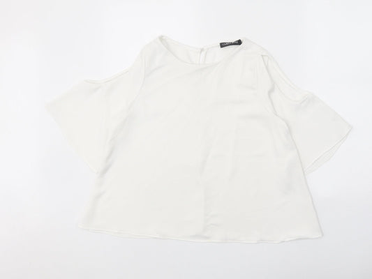 Womens UK Size 10 Cameo Rose White Basic Blouse