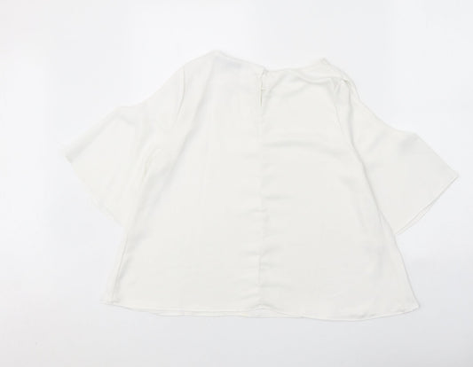 Womens UK Size 10 Cameo Rose White Basic Blouse