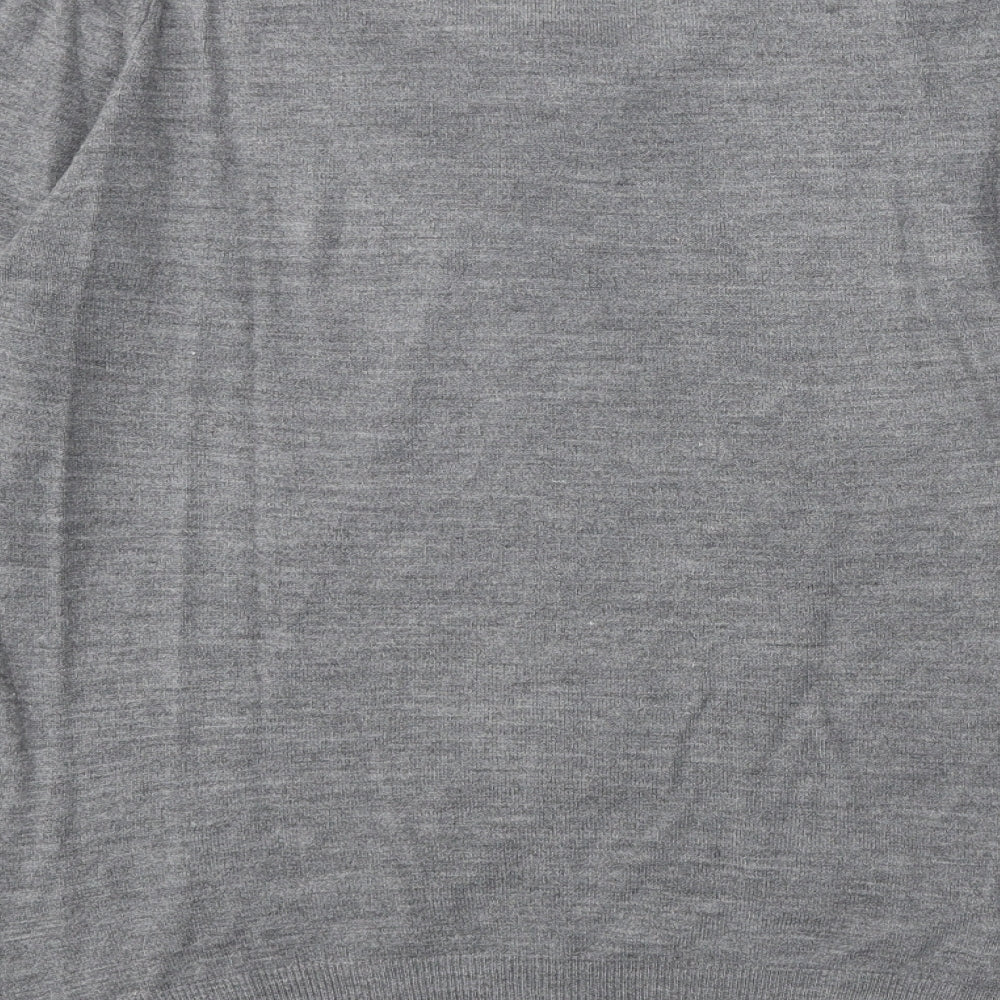 Blue Harbour Mens Grey V-Neck Acrylic Pullover Jumper Size S Long Sleeve