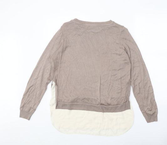 George Womens Brown Round Neck Acrylic Pullover Jumper Size 14