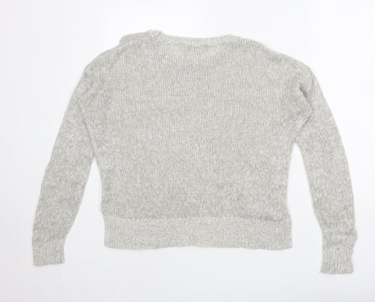 New Look Womens Grey Round Neck Acrylic Pullover Jumper Size S