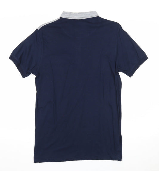 Nanny State Mens Blue Cotton Polo Size M Collared Button